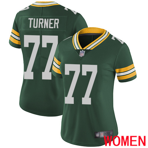 Green Bay Packers Limited Green Women #77 Turner Billy Home Jersey Nike NFL Vapor Untouchable